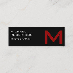 Black Red Monogram Fotografy Business Card Mini Visitenkarte