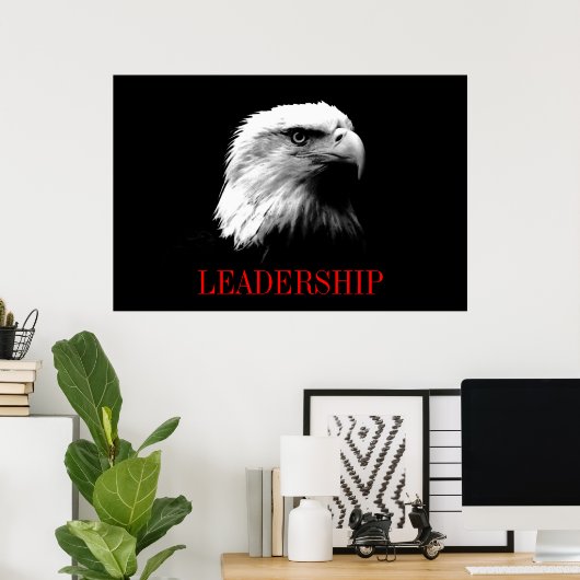Black Red Motivierend Leadership Eagle Poster (Heimbüro)
