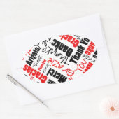 Black Red Multilingual Danke Typografy Cloud Ovaler Aufkleber (Umschlag)