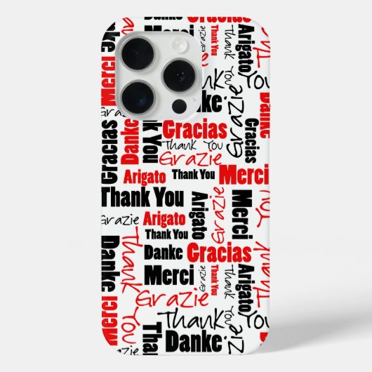 Black Red Multilingual Vielen Dank Word Cloud Case-Mate iPhone Hülle (Rückseite)