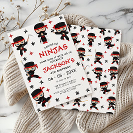 Black Red Ninja Warrior Birthday Boy Einladung