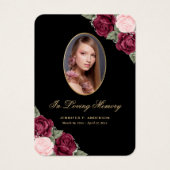 Black Red Pink Gold Floral Beerdigung Gebetkarte (Vorderseite)