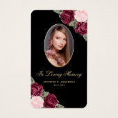 Black Red Pink Gold Floral Beerdigung Gebetkarte (Vorderseite)