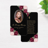 Black Red Pink Gold Floral Beerdigung Gebetkarte (Schreibtisch)