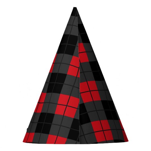 Black Red Plaid Check Party Hat Partyhütchen (Rückseite)