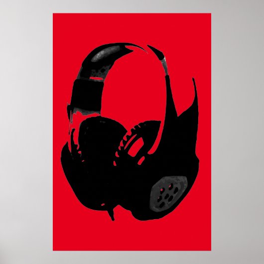 Black Red Pop Art Headphone Poster (Vorne)
