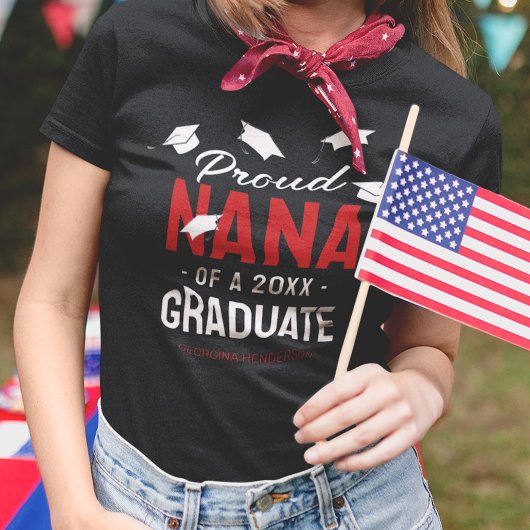Black Red Proud Nana 2025 Graduate T-Shirt