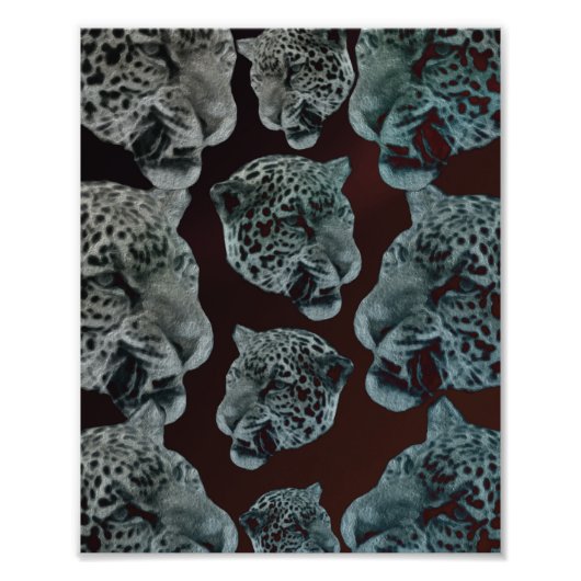 Black Red Psychedelic Leopard Heads Fotodruck (Vorne)