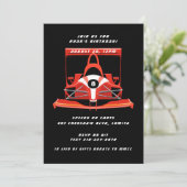 Black Red Race Car Geburtstagsparty Einladung (Stehend Vorderseite)