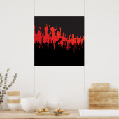 Black Red Rave Dance Music Poster (Küche)
