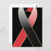Black & Red Ribbon Awareness Postcard Postkarte (Vorne/Hinten)