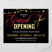 Black Red Ribbon Cutting Grand Opening Gold Foil Folie Einladungspostkarte (Vorderseite)