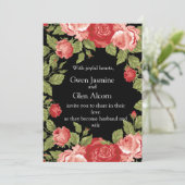 Black & Red Roses Wedding Invitation – Elegant Einladung (Stehend Vorderseite)