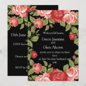 Black & Red Roses Wedding Invitation – Elegant Einladung (Vorne/Hinten)