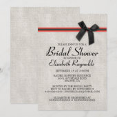 Black Red Rustic Burlap Bridal Dusche Einladungen (Vorne/Hinten)