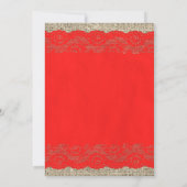 Black & Red Rustic Lace Bridal Einladungen (Rückseite)