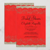 Black & Red Rustic Lace Bridal Einladungen (Vorne/Hinten)
