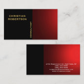 Black Red Schlicht Modern Consultant Business Card Visitenkarte (Vorne/Hinten)