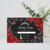 Black Red Silver Quinceanera Antwort (Stehend Vorderseite)