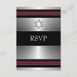Black Red Silver Star von David Bar Mitzvah UAWG RSVP Karte