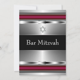 Black Red Star von David Bar Mitzvah Template Einladung