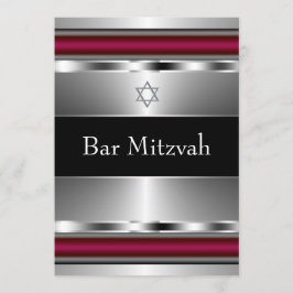Black Red Star von David Bar Mitzvah Template Einladung