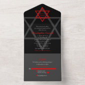 Black Red Star von David Bar Mitzvah UAWG All In One Einladung (Innen Boden)