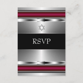 Black Red Star von David Bar Mitzvah UAWG RSVP Karte