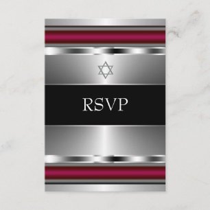 Black Red Star von David Bar Mitzvah UAWG RSVP Karte