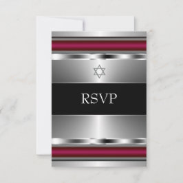 Black Red Star von David Bar Mitzvah UAWG RSVP Karte