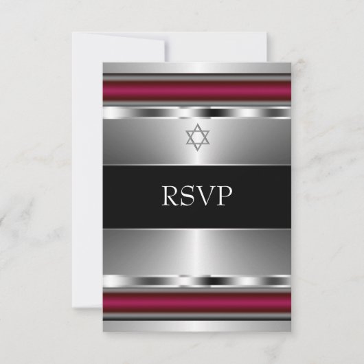 Black Red Star von David Bar Mitzvah UAWG RSVP Karte (Vorderseite)