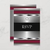 Black Red Star von David Bar Mitzvah UAWG RSVP Karte (Vorne/Hinten)