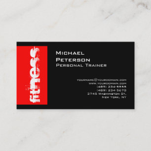 Black Red Strip Fitness Sport Business Card Visitenkarte