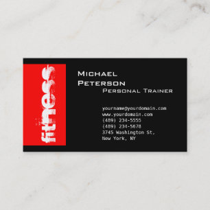 Black Red Strip Fitness Sport Business Card Visitenkarte