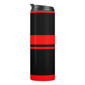 Black & Red Stripes Tumbler Thermosbecher (Nach rechts gedreht)