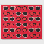 Black Red Sunglasses Pattern Geschenkpapier (Flach)