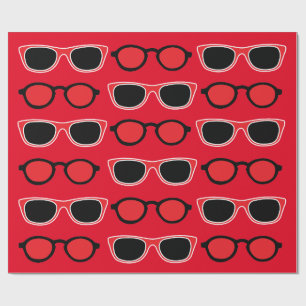 Black Red Sunglasses Pattern Geschenkpapier