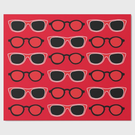 Black Red Sunglasses Pattern Geschenkpapier (Flach)
