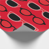 Black Red Sunglasses Pattern Geschenkpapier (Ecke)
