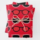 Black Red Sunglasses Pattern Geschenkpapier Set (Beispiel)