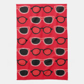 Black Red Sunglasses Pattern Geschirrtuch (Vertikal)