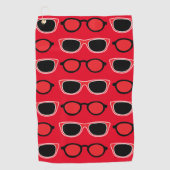 Black Red Sunglasses Pattern Golfhandtuch (Vorderseite)