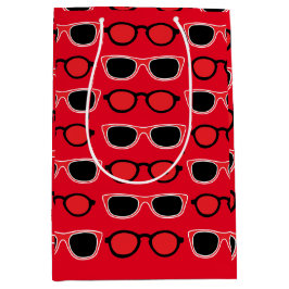 Black Red Sunglasses Pattern Mittlere Geschenktüte