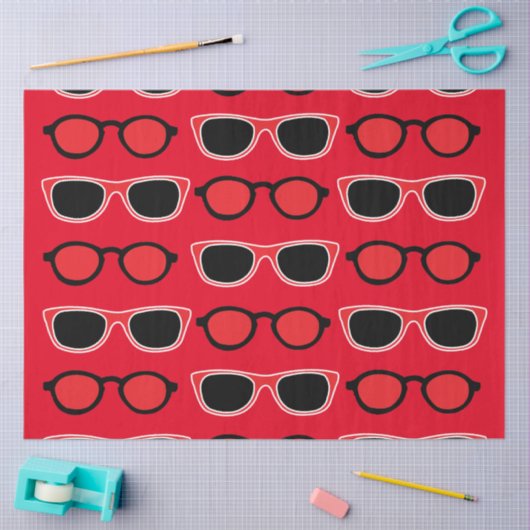 Black Red Sunglasses Pattern Seidenpapier (Basteln)