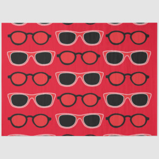 Black Red Sunglasses Pattern Seidenpapier