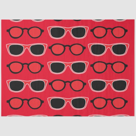 Black Red Sunglasses Pattern Seidenpapier (Vorderseite)