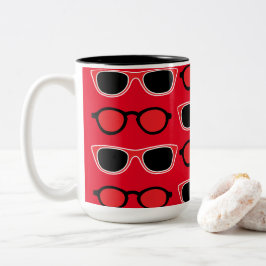Black Red Sunglasses Pattern Zweifarbige Tasse