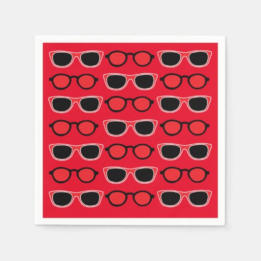 Black Red Sunglasses Summer Beach Pool Party Serviette (Vorderseite)