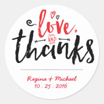 Black Red Typografy Wedding Danke Sticker