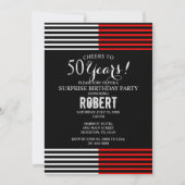 Black & Red Überraschung Geburtstagsparty Einladun Einladung (Vorderseite)